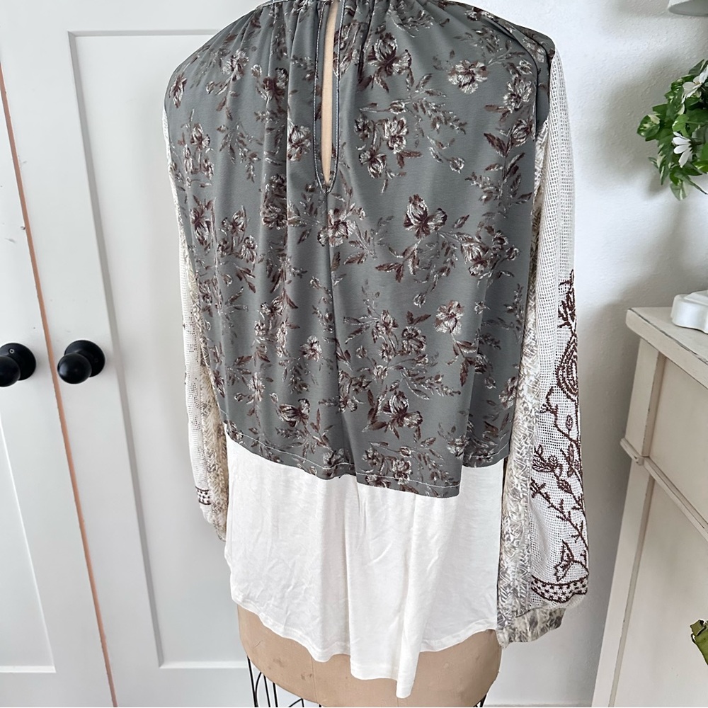 Gimmicks Floral Patchwork Long Sleeve Floral Tunic Top L - Picture 4 of 9